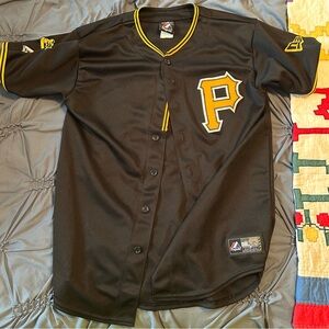 Majestic Pittsburgh Pirates Black and Gold Button-Up Jersey
